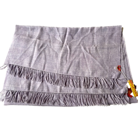 NWOT KUNA 100% baby Alpaca SCARF pale lavender purple w. fringe made in Peru - Picture 4 of 7